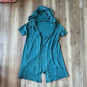 Michael Stars Teal Knit Hooded Cardigan